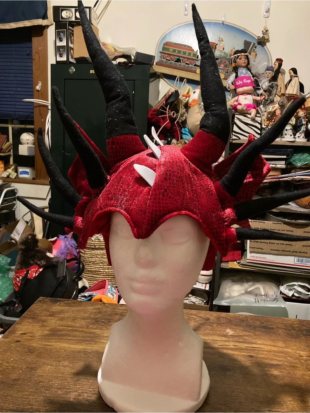 Red and Black Dragon Horn cosplay hat